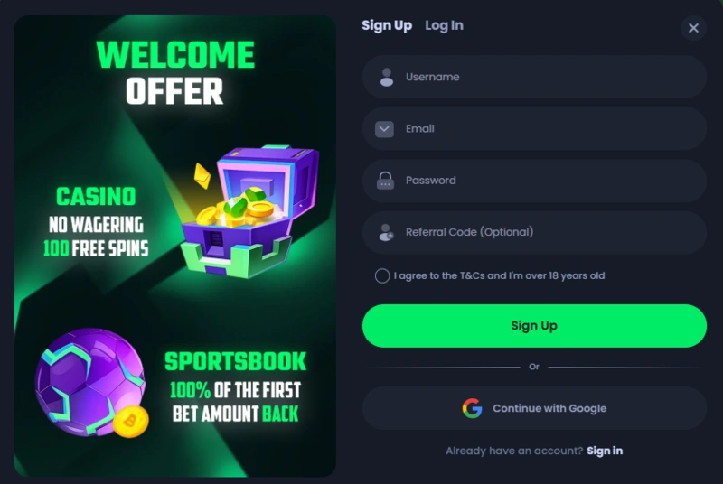 jackbit signup page